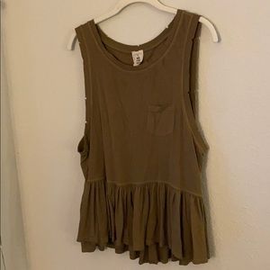 We The Free babydoll style tank, army green color